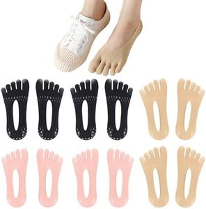 UILYNIU 6 Pares Calcetines Cinco Dedos Mujer, Antideslizante Calcetín Barco Corto, Calcetines Bajos Invisibles Mujeres Del Dedo Del Pie De Cinco Dedos Calcetines Suave Y Transpirable