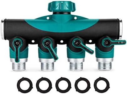 Garden Hose Splitter 4 Way Hose Valve Connector Adapter with Extra Rubber Washers for Outdoor Gardens, Lawn, Household Use