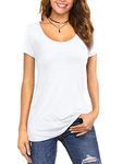 Florboom Womens Scoop Neck T Shirts Cotton Tops Long Tunics White Size 16 18