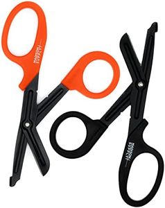 Madison Supply Medical Scissors, EMT and Trauma Shears - 7.5 Inch Premium Quality Stainless Steel Bandage Scissors - Fluoride-Coated with Non-Stick Blades - 2 Pack (Black/Orange)