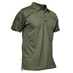 KEFITEVD Men's Quick Dry Polo Shirts Summer Lightweight Fishing T Shirts,Army Green,XL