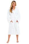 Daisy Dreamer Womens Bamboo Hooded Dressing Gown Towelling Robe Super Soft Ladies Bath Robes, White Large