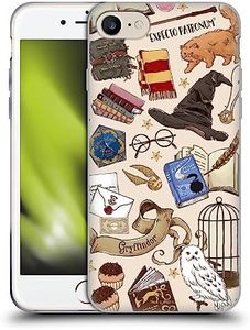 Head Case Designs Officially Licensed Harry Potter Hogwarts Pattern Deathly Hallows XXXVII Soft Gel Case Compatible with Apple iPhone 7/8 / SE 2020 & 2022