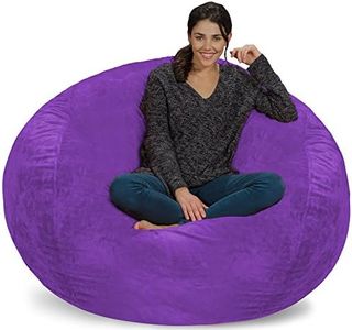 Chill Sack Bean Bag Chair: Giant 5' Memory Foam Furniture Bean Bag - Big Sofa with Soft Micro Fiber Cover - Purple Furry