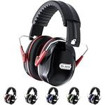 Dr.meter Ear Defenders Adults, SNR 31dB Noise Reduction Earmuffs with with Adjustable Headband Double Layers Hearing Protection for Gardening Yard Work black+red