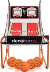 Deco Home Arcade Basketball Game with Dual Rim Backboard, Includes Electronic Tracking LED Scoreboard with 8 Game Modes for 1-4 Players, 5 Game Balls, Air Pump, Folding Assembly for Easy Storage