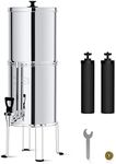 Waterdrop Gravity-fed Water Filter System, NSF/ANSI 372 Certification, 2.25G Stainless-Steel System with 2 Filters, Metal Water Level Spigot and Stand, Reduces Chlorine-King Tank Series, WD-TK-S