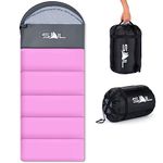 SAIL Sleeping Bag 3-4 Season - 1.3KG 250GSM Lightweight,Waterproof Indoor & Outdoor Use for Kids & Adults for Hiking, Backpacking and Camping - Pink