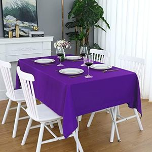 FOLINS&HOME Purple Rectangle Tablecloth - 90 x 132 Wrinkle Free Waterproof Polyester Table Cloths, Spillproof Heavy Duty Washable Table Cover for Party, Banquet, Wedding, Indoor - Rectangular/Oblong