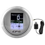 GPS Speedometer, 85mm Speedometer GPS Car Boat Engineer Stainless Waterproof Digital Gauges[White Dial]