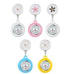 Retractable Nurse Watch with Second Hand for Women Doctors Clip-on Hanging Lapel Nurse Watches Cute Leaves Pattern Silicon Cover Badge Stethoscope Fob Pocket Watch