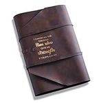 LParkin Leather Bible Cover for Men and Women I CAN DO All This Through Him Who Gives ME Strength Bible Wrap Around Strap Bible Cover Gifts