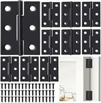 AFASOES 24 Pcs Folding Butt Hinges, 2 Inch Door Hinge Ball Bearing Door Hinges Metal Butt Hinge Timber Door Hinge with Screws for Home Furniture Hardware Cabinet Closet Door Drawer (Black)