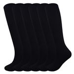 Fitliva Tube Dresses Classic Adult Athletic Traditional Knee length Socks(6Pack-Black)