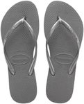 Havaianas Women's Slim Flip Flops Sandals - Steel Grey, 9/10