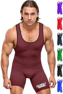 Exxact Sports Plain Men's Wrestling Singlet, High Performance Powerlifting Singlet Wrestling Singlets for Men - (Maroon, AL)