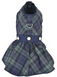 Parisian Pet Designer Scottish Green/Blue Plaid Dog Dress Holiday Party Special Occasion Photography