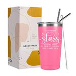 ElegantPark Friendship Gifts for Women Coffee Tumbler Birthday Gifts Good Friends are Like Stars Friends Sisters Roommates Christmas Gifts for Women Insulated Travel Tumbler 20 oz Hot Pink