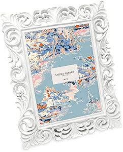 Laura Ashley Cadre photo blanc d'inspiration vintage en résine avec bordure fine, horizontal et vertical pour table et affichage mural, décoration d'intérieur (12,7 x 17,8 cm, blanc)