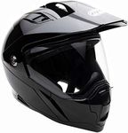 Helmet Dual Sport Off Road Motorcycle Dirt Bike ATV - FlipUp Visor - 27V (XL, Shiny Black)