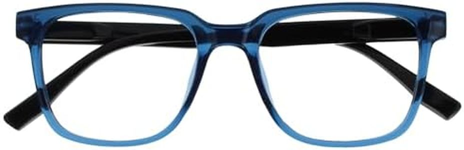 OPULIZE LEO Occhiali da lettura - Montatura rettangolare grande - Blu - Aste nere - Uomini Donne - Cerniere a molla - R55-3 - +1.00