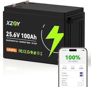 XZNY Compact 24V 100Ah Bluetooth Lithium Battery, 24V 100Ah LiFePO4 Battery Built-in 100A Smart BMS Supports Real-time SOC Monitoring, 5000+ Cycles Great for Trolling Motor, RV, Camper, Off-Grid