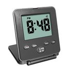 Digital Travel Alarm Clock - No Bells, No Whistles, Simple, Silent, Battery Operated, Alarm, Snooze, Small and Light, Folding, ON/OFF Switch, USA Top Selling for 2+ Years! Black