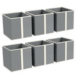 SWHFWSW Collapsible Fabric Storage Cube Organiser Bins - 11 Inch Open Storage Bins with Handles, Pack of 6, Cubby Storage Wardrobe Organisers for Toys, Books, Clothess, Grey