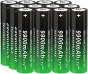 CBJJ 3.7 Volt Rechargeable 18650 Battery 9900mAh 18650 3.7V Battery Button Top Battery for Flashlight, Headlamp, 12 Pack