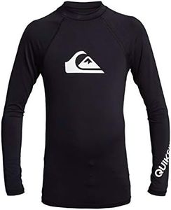 Quiksilver Boys' All Time Long Sleeve Youth Rashguard Surf Shirt, Black, X-Small