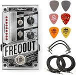 Digitech FREQOUT Natural Feedback Creator Pedal Bundle with 2 Patch Cables, 2 Instrument Cables, and 6 Assorted Dunlop Picks