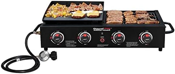 Grills House GD4001TB Propane Grill & Griddle Combo, 4-Burner Portable Gas Grill Griddle for Backyard or Outdoor Cooking, 40000 BTU, Black
