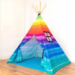 NUBUNI Tipi Enfant avec Tapis Watercolor | Tente Tipi Enfant | Tipi Bebe | Tipi Enfant Garcon Fille | Tipis Enfant | Tipie | Tente Enfant Interieur Exterieur | avec Sac de Transport