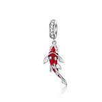 Red Lucky Carp Charms Sterling Silv