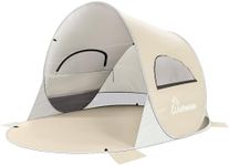 Wolfwise Pop up Beach Tent Sun Shelter with UPF50+ UV Protection, Instant Easy Setup Popup Beach Shade Canopy for 3 Person, Portable & Foldable, 220x145x120CM (87 ×57×47 IN), Beige