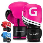 Gallant Boxing Gloves - Kickboxing Gloves Mitts for Pro Training Workout Heavy Punching Bag Muay Thai and MMA Sparring - IMP Padding and Ventilated Palm Heritage Series - Men Women Kids (Pink 14 OZ)