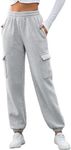 heekpek Cargo Sweatpants Y2k Fleece Pants for Women Fashion Joggers Plus Size Casual Trendy Jogging Pant Clothes with Pocket (Grey, Large)