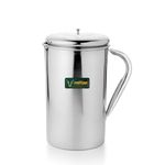 Fortuna Kitchenware, 5-Star Heavy Gauge Stainless Steel Water Jug 2 Litre with Lid, Shiny Polish Steel Jug for Water, Jug for use at Home, Hotel & Office