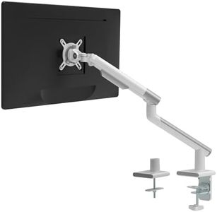 WALI Single White Monitor Mount Arm Stand, Fully Adjustable, Mechanical Spring Tension Indicator, Bracket with Clamp, Display Up to 32 inch, 22lbs Weight Capacity (MATI001-W), White