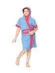 SAND DUNE Kids Girl Hood Bathrobe | Terry Cotton Shower Gown | Half Sleeve Knee Length Kids Girls Bath Robes | Pocket with Waist belt Kid Girls Bathrobes | Blue Print Bathrobe | 6-7 Year Kid