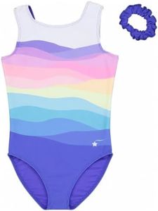 Destira In The Clouds Leotard For Women Gymnastics, Blue, Green, Pink and Purple Waves, Dance, Cheer, Yoga, and More, Adult Small