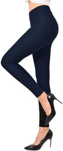 Ginasy Dress Pants for Women Business Casual Stretch Pull On Work Office Dressy Leggings Skinny Trousers with Pockets Blue