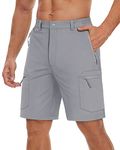 TACVASEN Work Shorts for Men Fishing Shorts for Men Quick Dry Summer Hiking Golf Shorts Casual Cargo Work Zipper Cargo Shorts Zipper Pocket Shorts for Men Light Grey