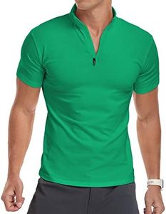 YTD Men's Short Sleeve Polo Shirt Casual Slim Fit Shirts T Shirts Cotton Tops XX-Large Green
