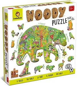 Ludattica - Woody puzzle Il Bosco - Puzzle 48 pezzi in legno bambini 5+ - Due giochi in uno - Made in Italy