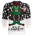 Mens Christmas Jumper Red Elf Xmas Santa Size XS S M L XL Green Novelty