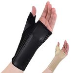 Solace Bracing Breathable Max Wrist & Thumb Support (2 Colours) - British Made & NHS Supplied Thumb Wrist Brace w/Metal Splint - #1 for Carpal Tunnel, Arthritis, Fractures & More - Black - S - Left