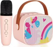 Kiditos Children's Karaoke Machine, Portable Bluetooth Speaker with Wireless Microphone, Karaoke Toy, (Unicorn) Pink