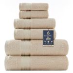 COZYART Beige Bath Towels Set, Turkish Cotton Hotel Large Bath Towels Bulk for Bathroom, Thick Bathroom Towels Set of 6 with 2 Bath Towels, 2 Hand Towels, 2 Washcloths, 650 GSM