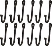 YourKart KPAVIR Single Prong Wrought Iron Hooks – Rustic Curved Metal Fasteners – Decorative Colonial Wall Décor Set of 12